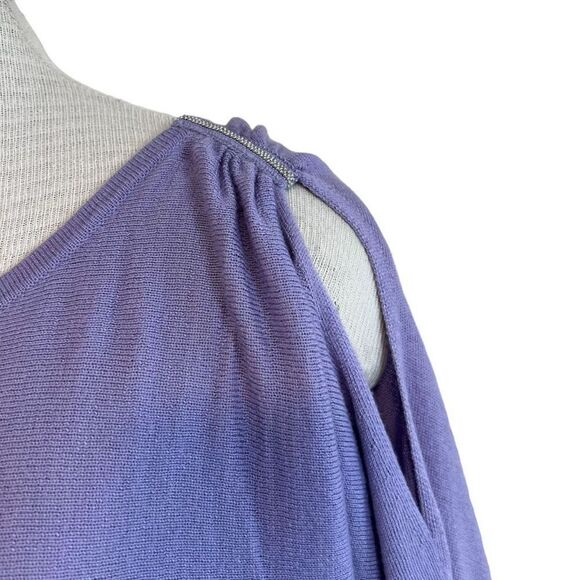 Chico's Boat Neck Slit Sleeve Cashmere Pullover Blouse Lavender Size 3 - Picture 2 of 12